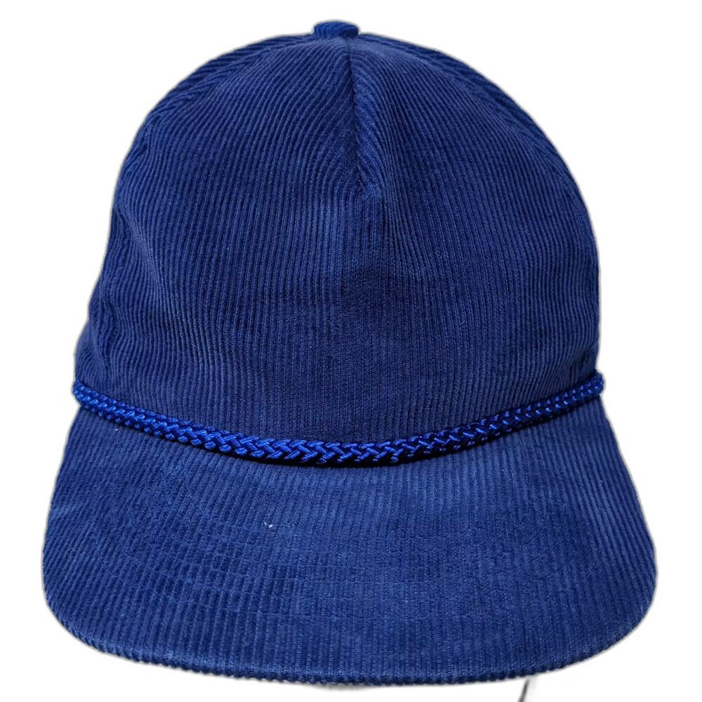 Arlin Snapback Hat Blue Corduroy Rope OS Adjustable Solid Blank 5 Panel Brim